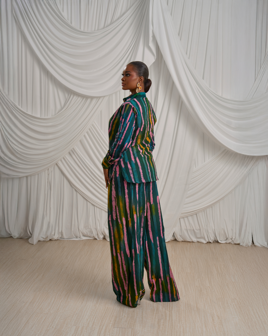 Long-Sleeve Shirt & Wide-Leg Pants: Print