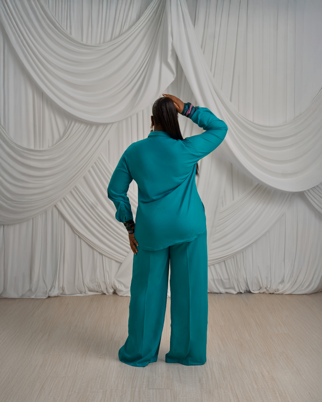 Long-Sleeve Shirt & Wide-Leg Pants: Linen