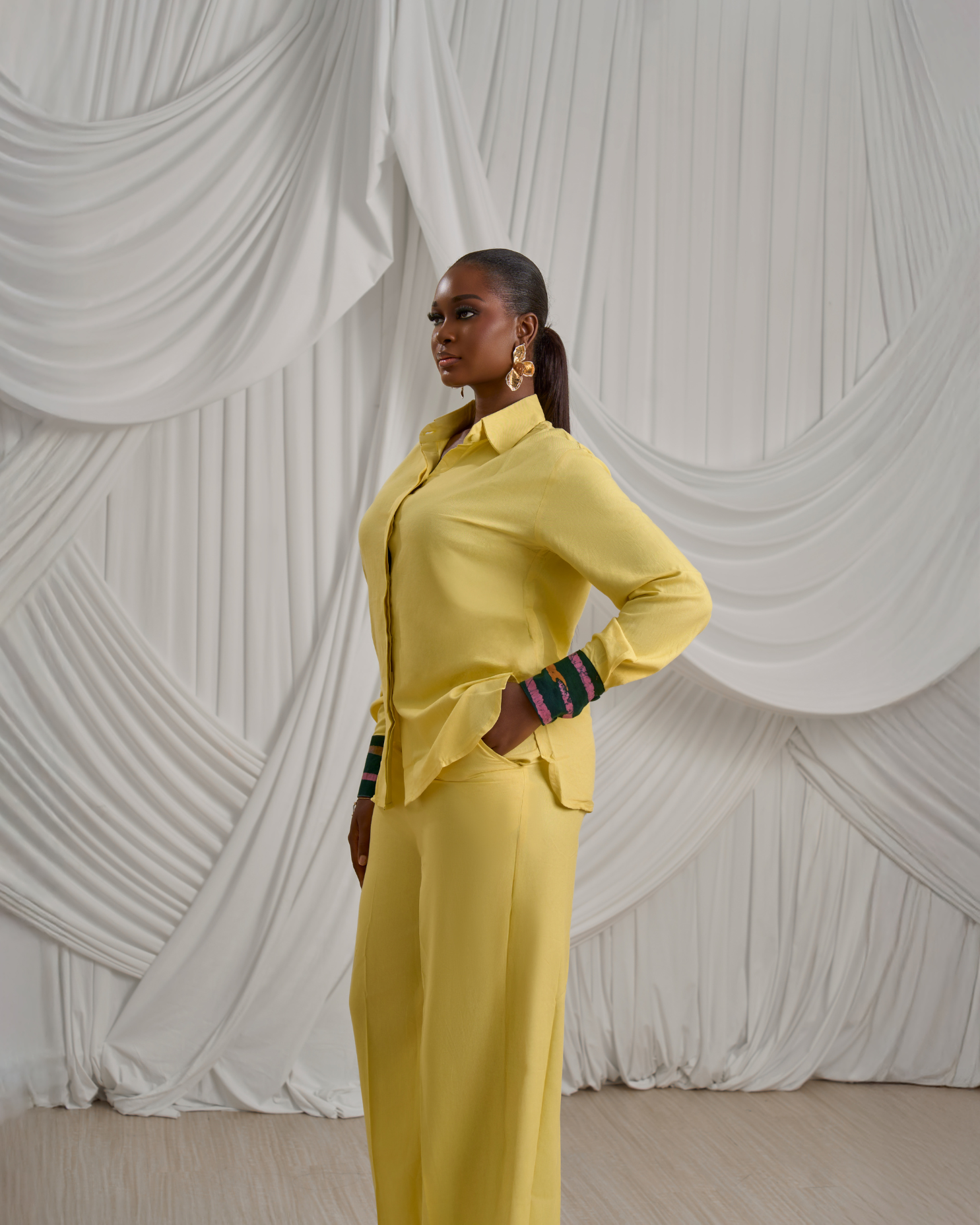 Long-Sleeve Shirt & Wide-Leg Pants: Linen